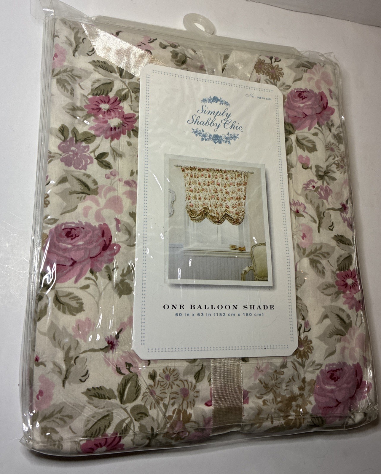 NEW Simply Shabby Chic Pink Roses Daisies Floral Balloon Shade Valance 60” X 63”