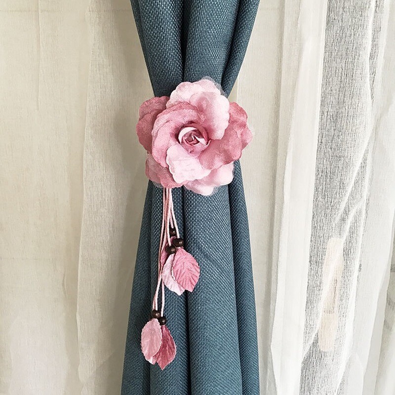 1 Pair Floral Curtain Tie Backs Holdback Tieback Holders Flower Home Decor