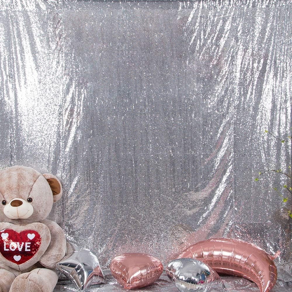 Sparkly Silver Sequin Curtain 4ft x 6.5ft – Perfect for Bridal Showers & Events