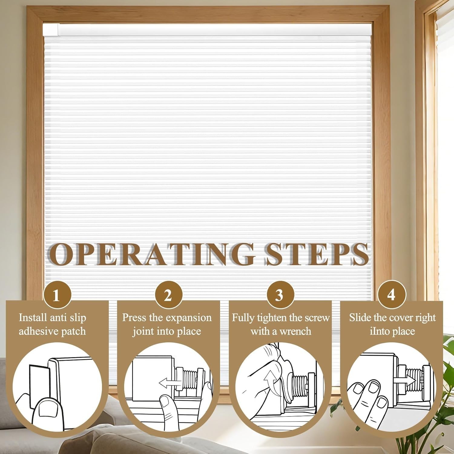 Customizable Cordless Honeycomb Blinds, Noise Reducing & Light Filtering, 31×36″