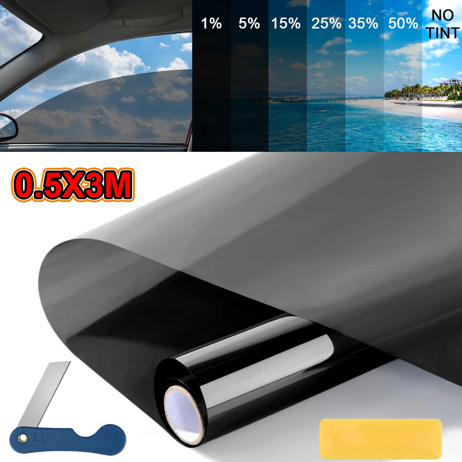 Professional Grade Window Tint Film 20″x10′ – 5%-35% VLT for Mobile & Commercial