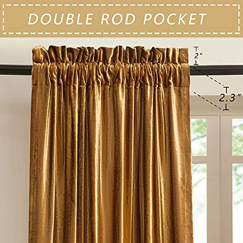 Curtains 96 inch for Living Room Velvet Blackout 52″W x 96″L (Pack of 2) Gold