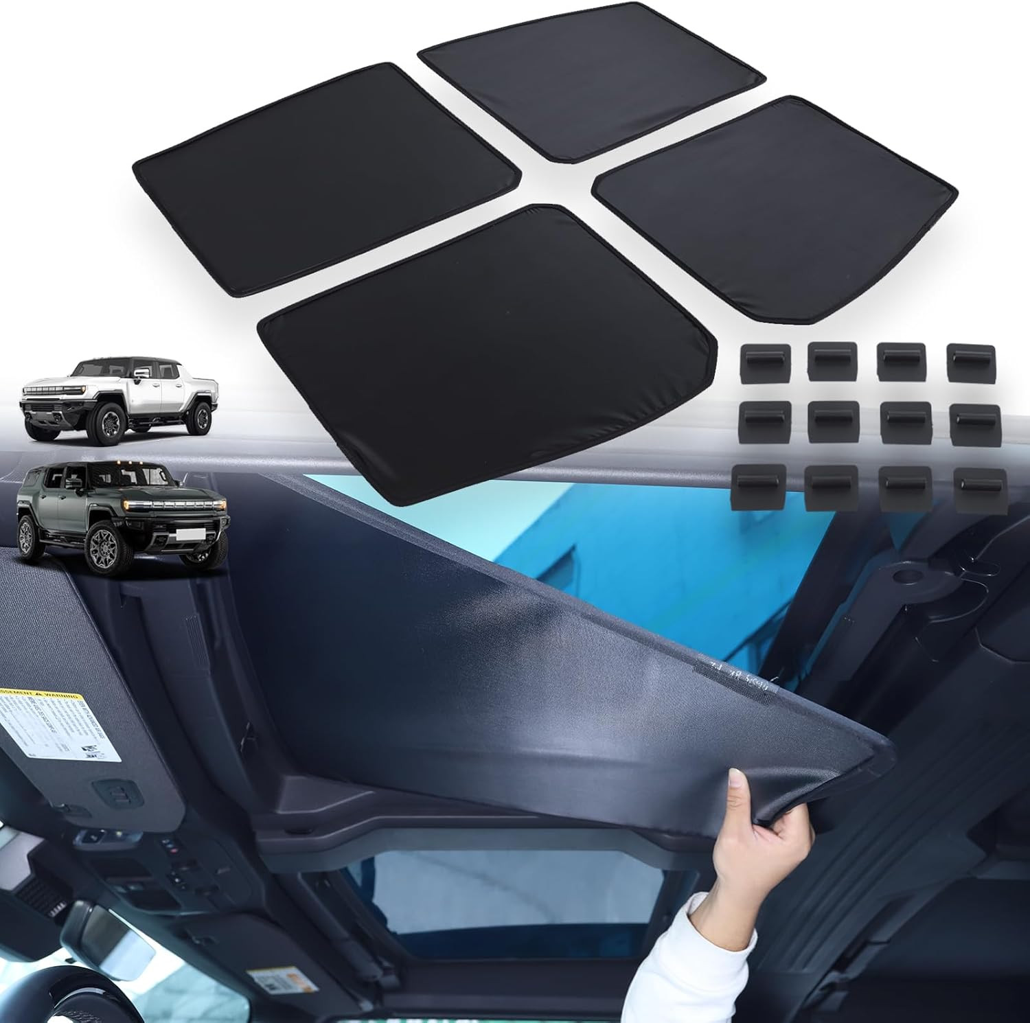 4PCS Sunroof Shade for Hummer EV 2022-2026 SUV Pickup Heat Insulation Cover