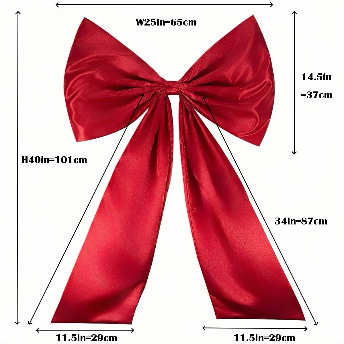 Giant Large Satin Ribbon Bow 25×40 Inch Coquette Room Decor Party Wall Red