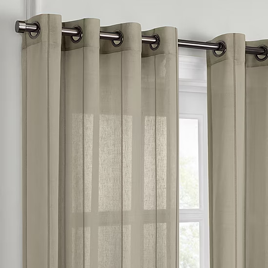 Fieldcrest Heritage Mirron Solid Grommet Top Sheer Single Curtain Panel 50×84”