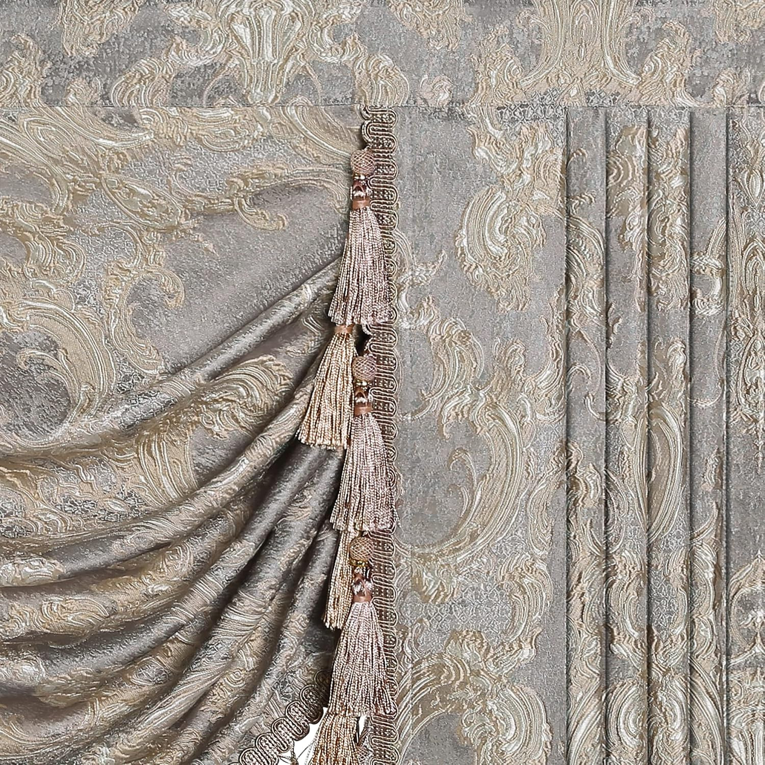 Luxury Waterfall Valances for Windows, Jacquard Thick Swag Waterfall Curtains Va