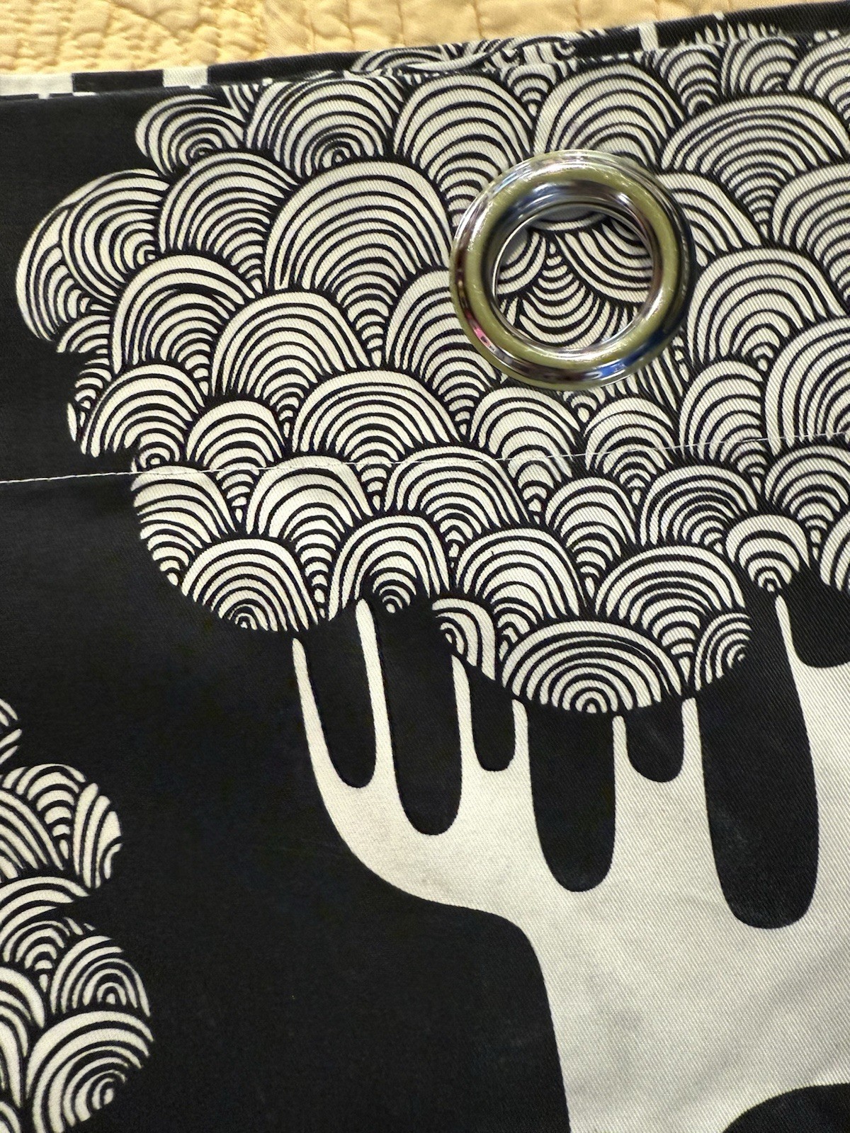 SET / 2 IKEA Kajsamia CURTAINS Drapes BLACK /WHITE Tribal TREE GROMMETS EUC