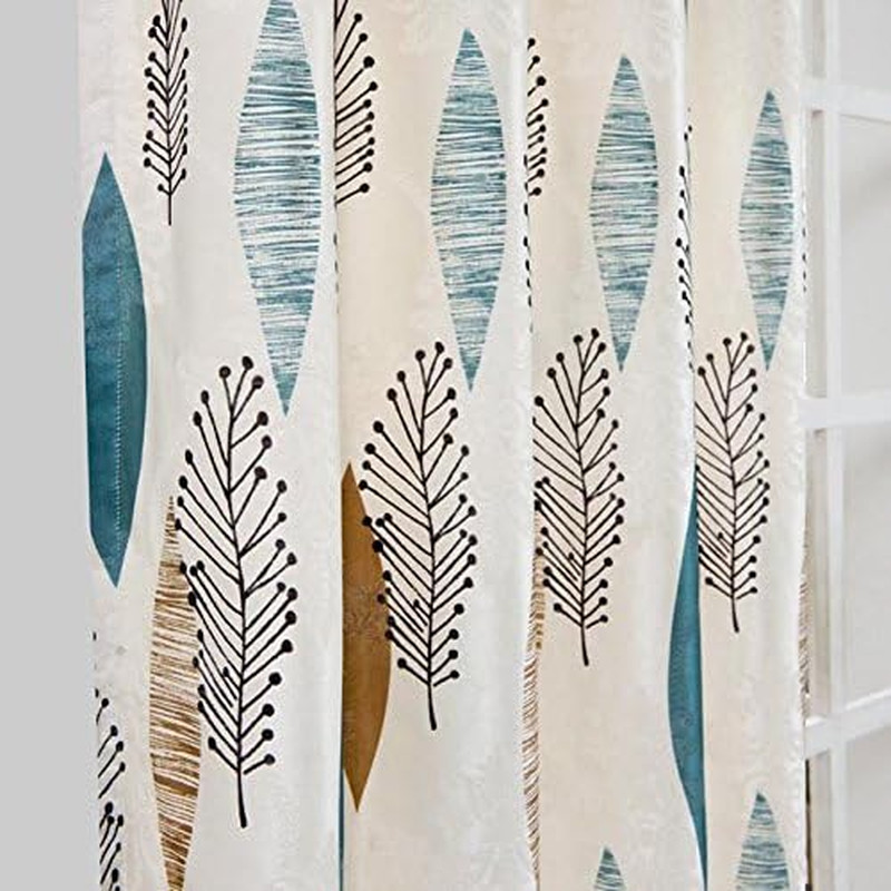 Contemporary Multicolored Leaves Curtains Print Floral Blackout Lined Curtain Pa