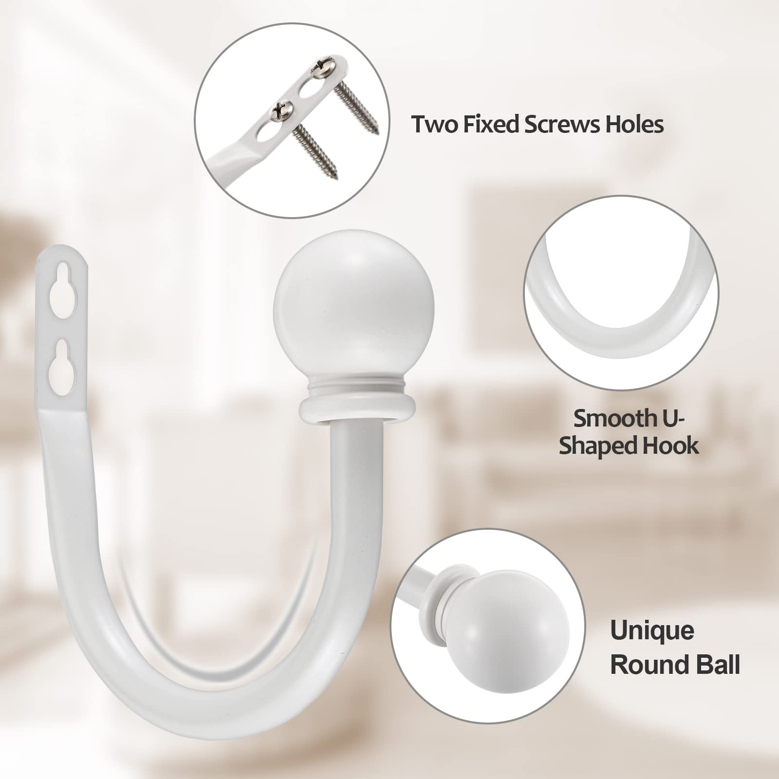 Set of 2 Decorative Curtain Holdbacks, Wall Mounted Aluminum Alloy Window Draper