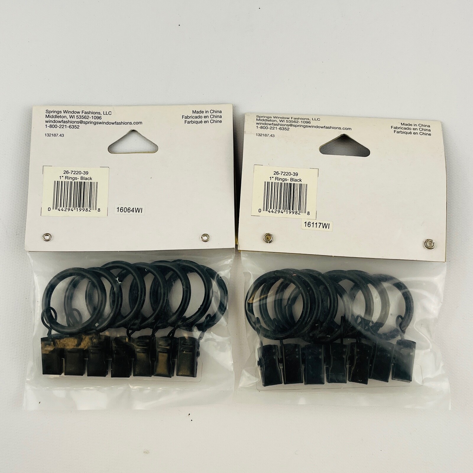 Bali 1″ Rings Black 2 Package Lot Fits 3/4″ Diameter Rod Curtain Clips Metal