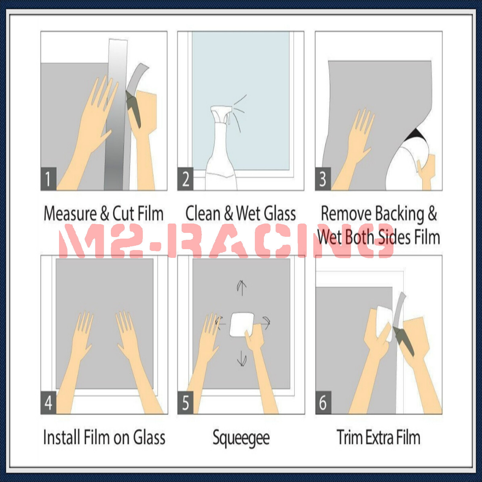 Square Box Glass Film Static Cling Office Window Pattern Decoration Privacy #46