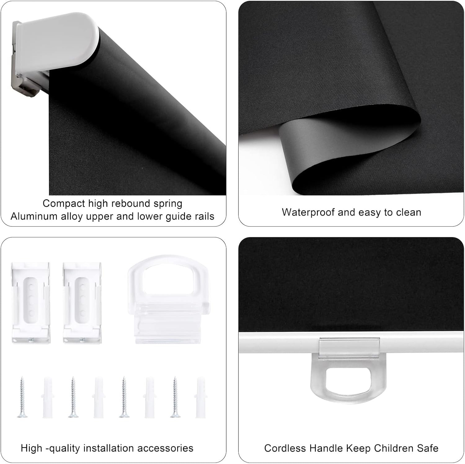 Cordless Blackout Roller Shades 71″W x 72″H – Easy Install Thermal Blinds