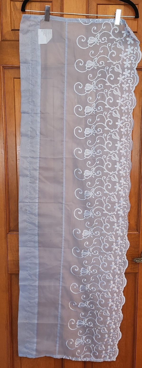 Vintage Blue Lace Trim 100% polyester Window Valance Curtain 54″ (L) x18″(W)