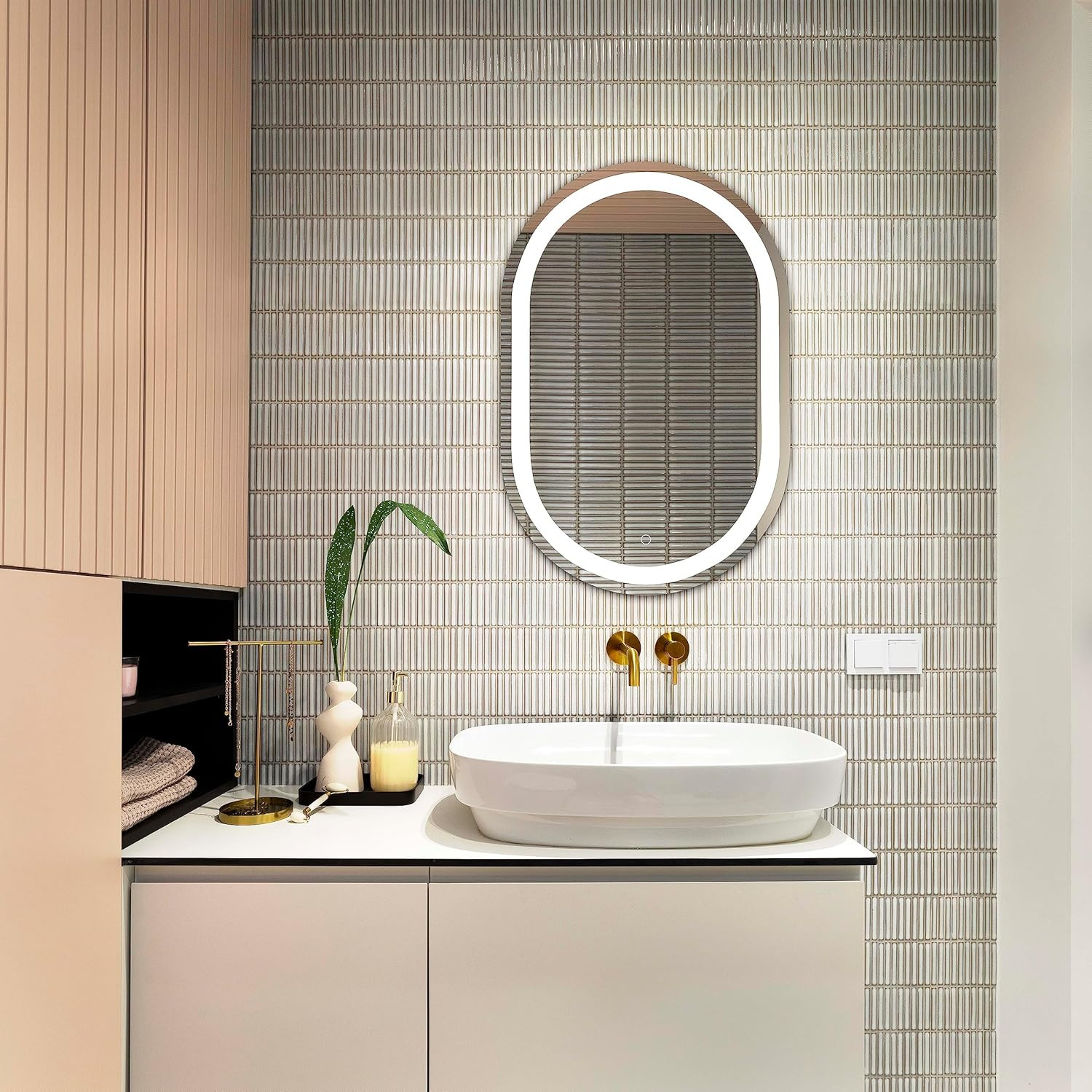 Crosby Oval LED Wall Mirror with Touch Switch for Bedroom & Living Room