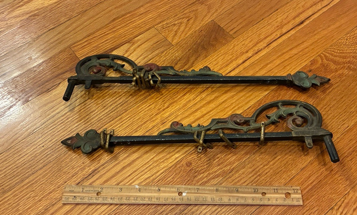Vintage Antique Swing Arm Curtain Rods Adjustable – Ornate Design – Lot of 2