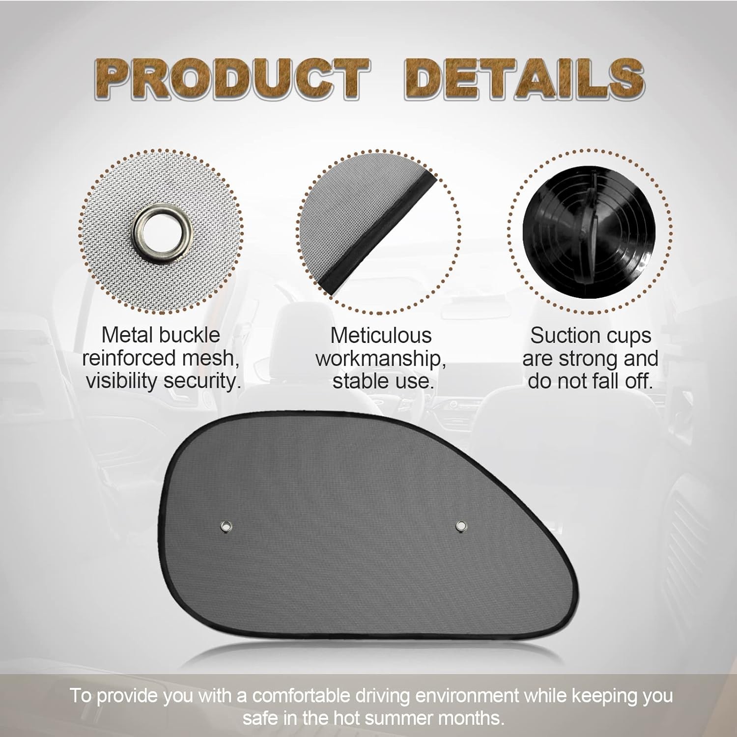 2 Pack Car Side Window Sun Shade, Glare and UV Rays Protection for Your Black