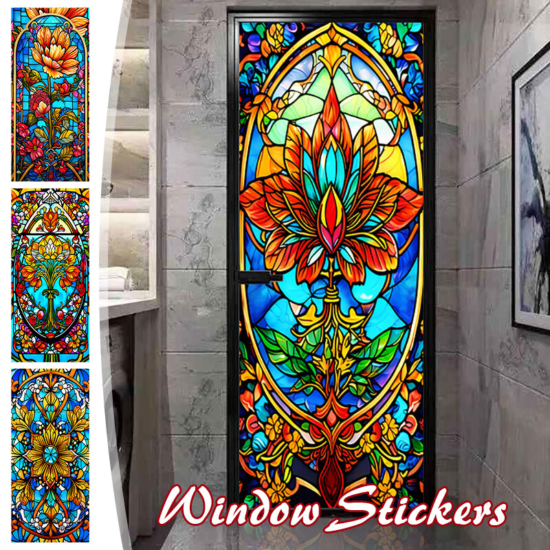 40*100/45*120cm Colorful Stained Glass Film Modern Art European Decor Privacy