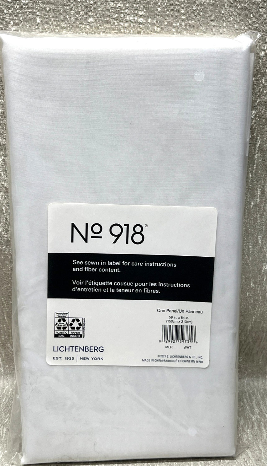 Lichtenberg No. 918 Emily Sheer Curtain Panel White 59” X 84” NEW