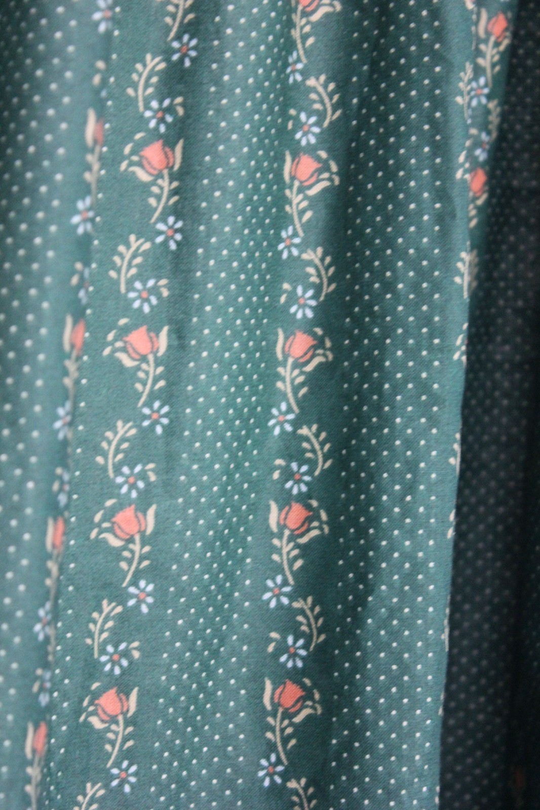 Vtg 1980s Custom Drapery Ensemble 198×67 Green Floral Vine Lined Curtain Panels