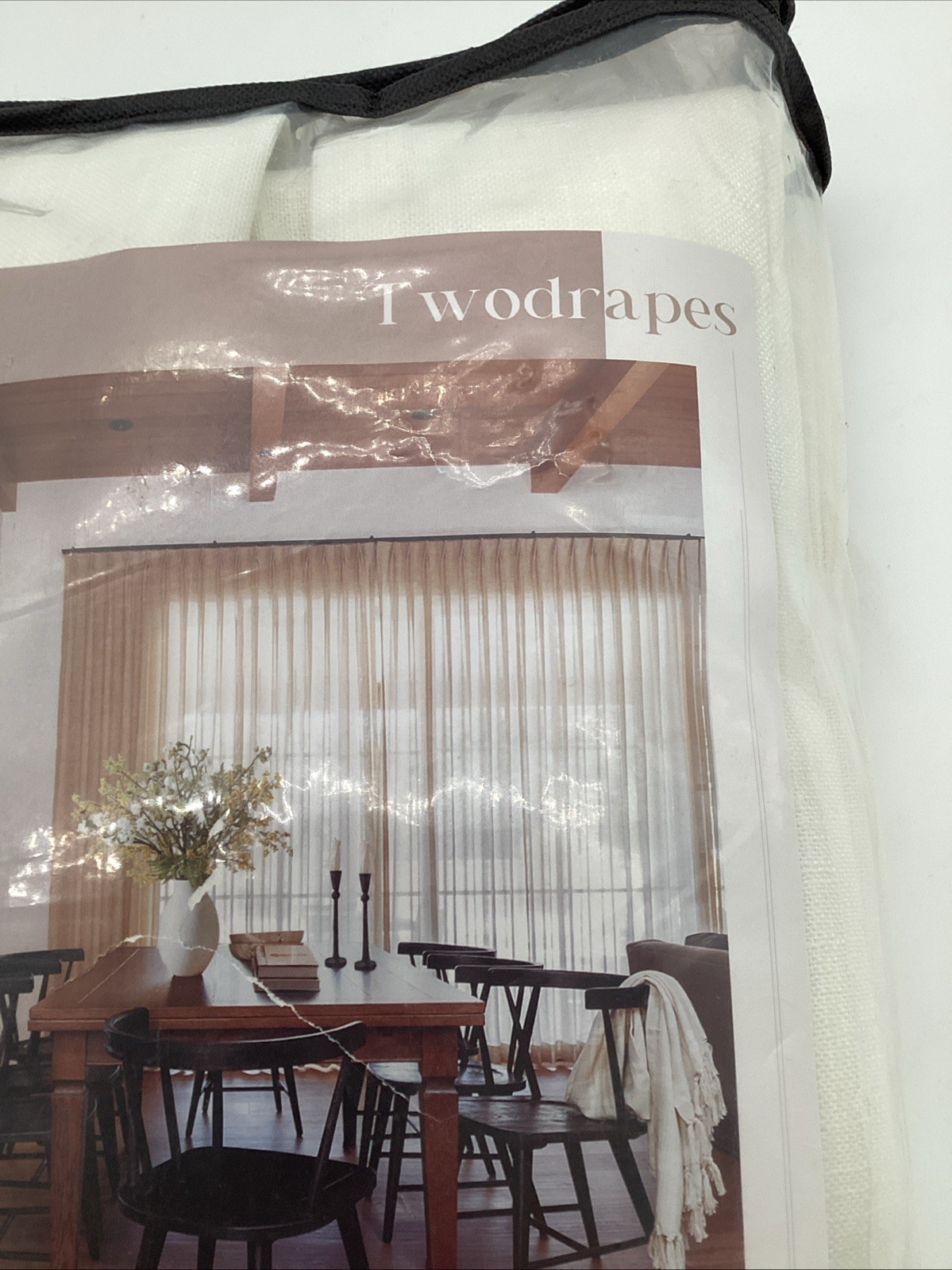 TwoDrapes Pinch Pleated Memory Trained Linen Curtains White 2 Panels 102 x 40