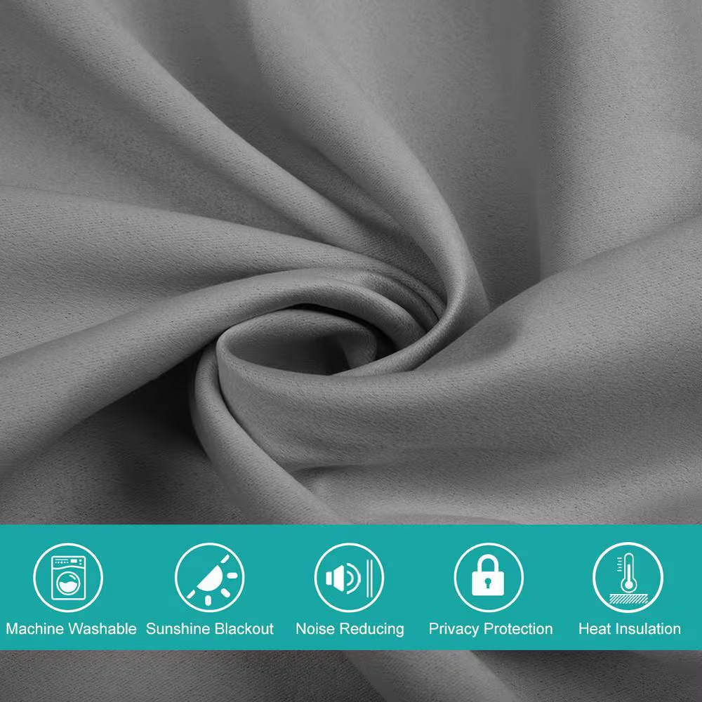 Gray Grommets Thermal Insulated with Coated Lining 52 In. W X 63 In. L Indoor Bl