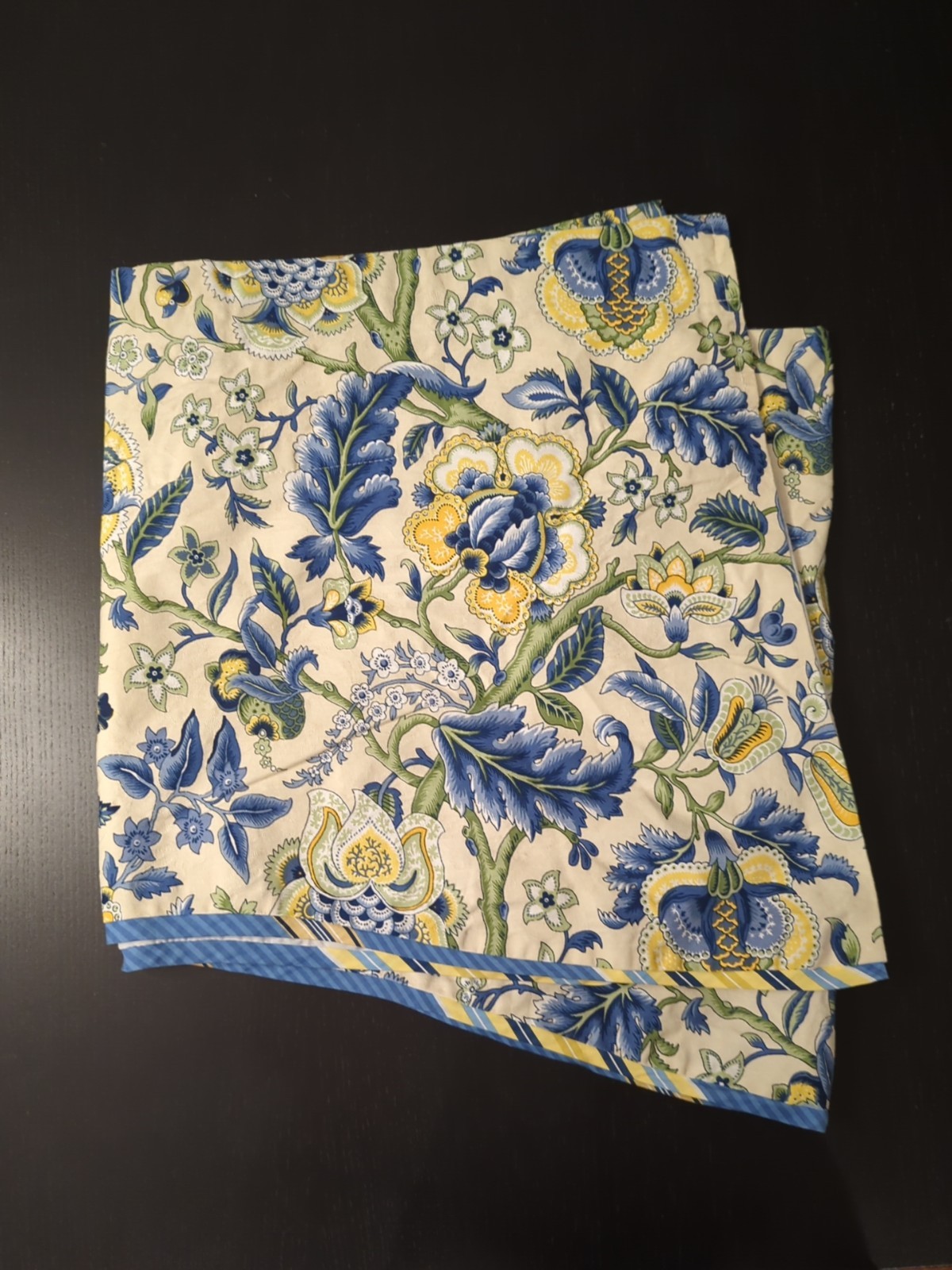 WAVERLY Valance Imperial Dress Blue Yellow Green Jacobean Floral 21” x 75”