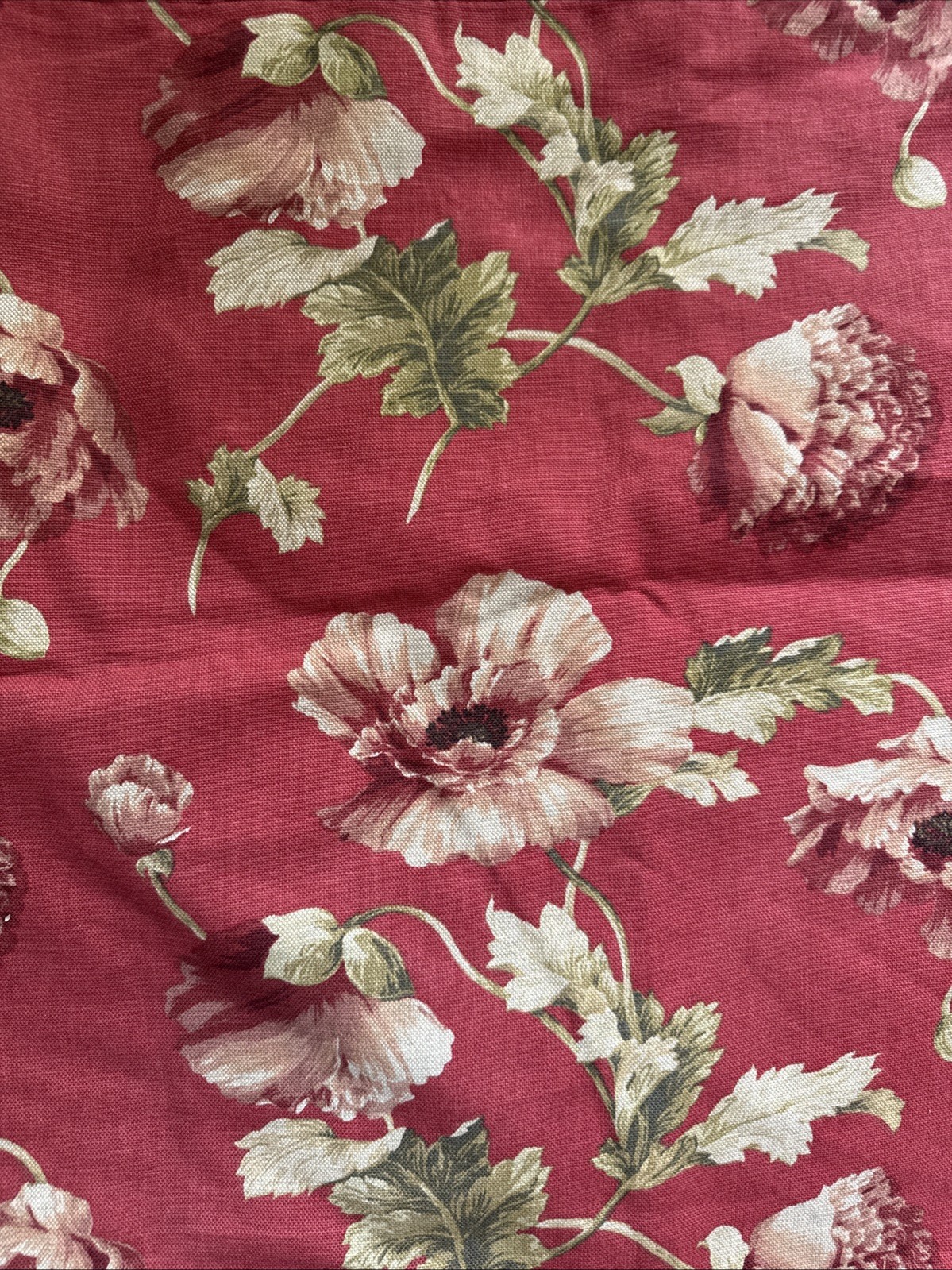 Coldwater Creek Red Poppy Floral Drapery Curtain Panels And Valance