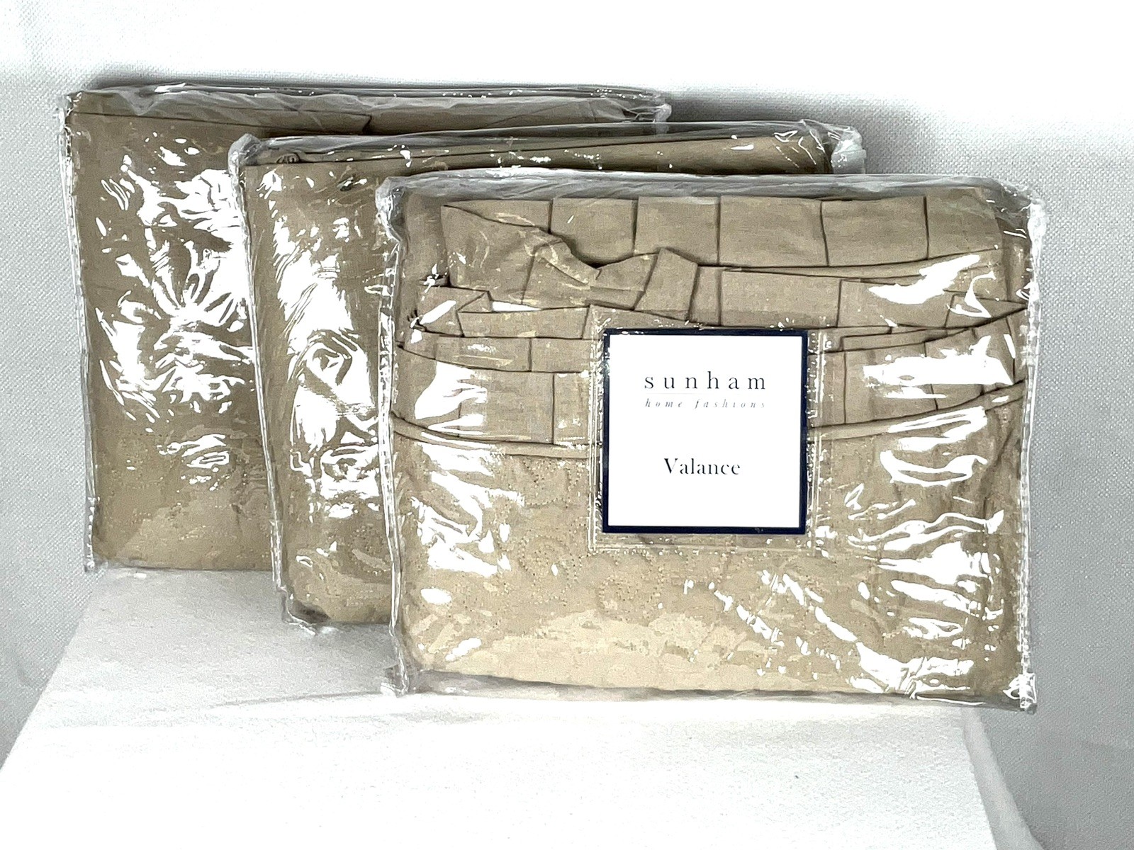 Valances Lot Of 3 Sunham Home Fashions Quilted Beige/Tan 16”x 84” Brand New