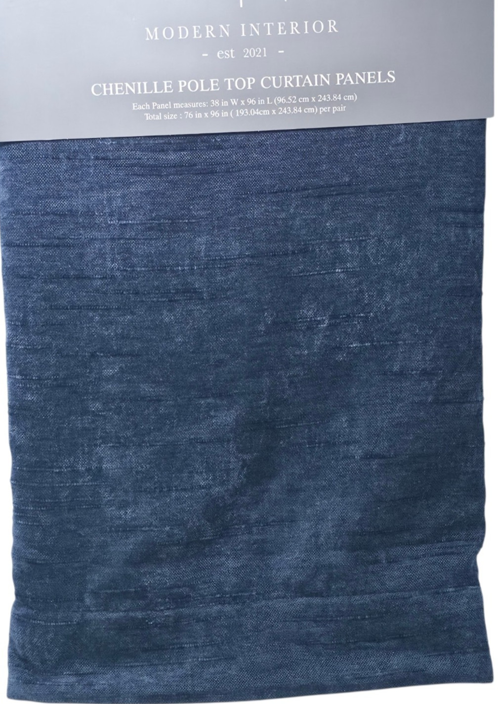 Modern Interior Chenille Rod Pocket Curtains Set 2 38×96 Regal Blue Opaque