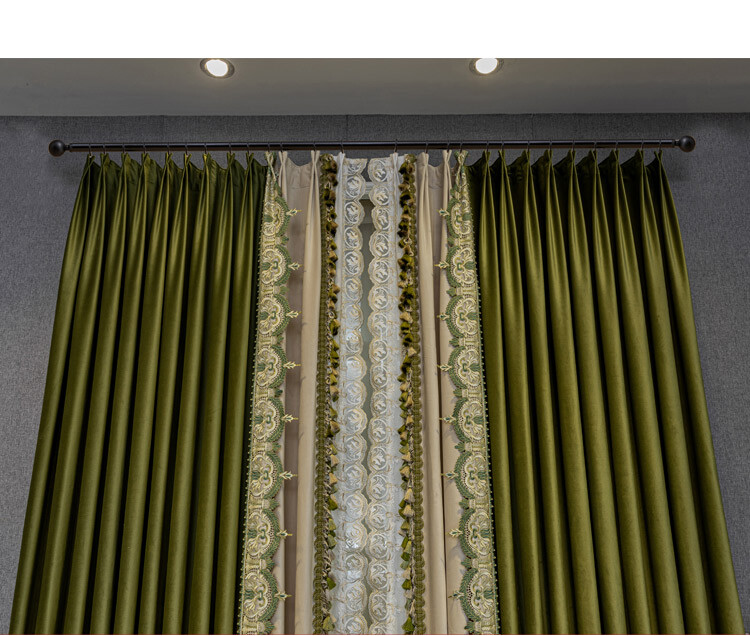 Custom High-grade olive green thickened shading velvet cloth curtain drape C1836