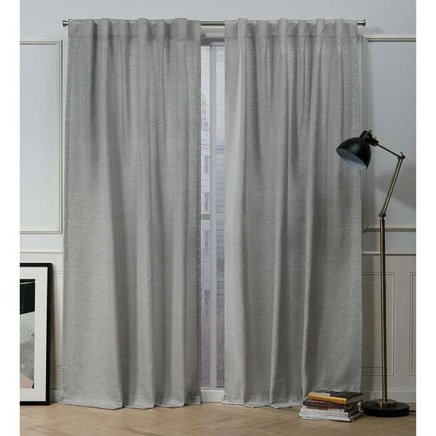 Nicole Miller Faux Linen Slub Hidden Tab Top Curtains – 54X96 Dove Grey – PAIR