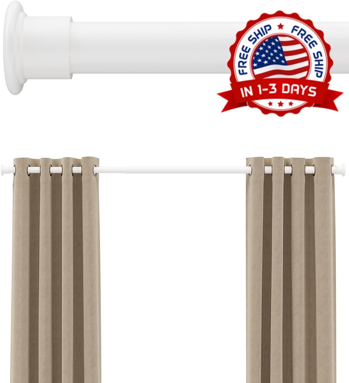 Barra de cortina de 42 a 123 pulgadas barra tension resistente ventanas