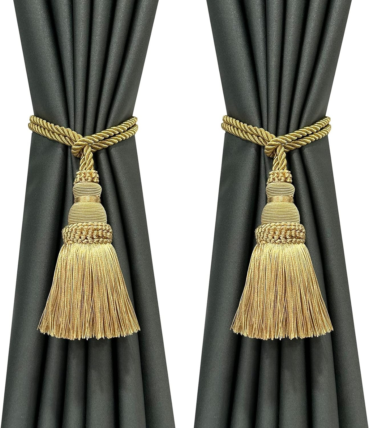 2 Pack Curtain Tie Backs Rope Tassels for Curtains Drape Tiebacks Handmade Outdo