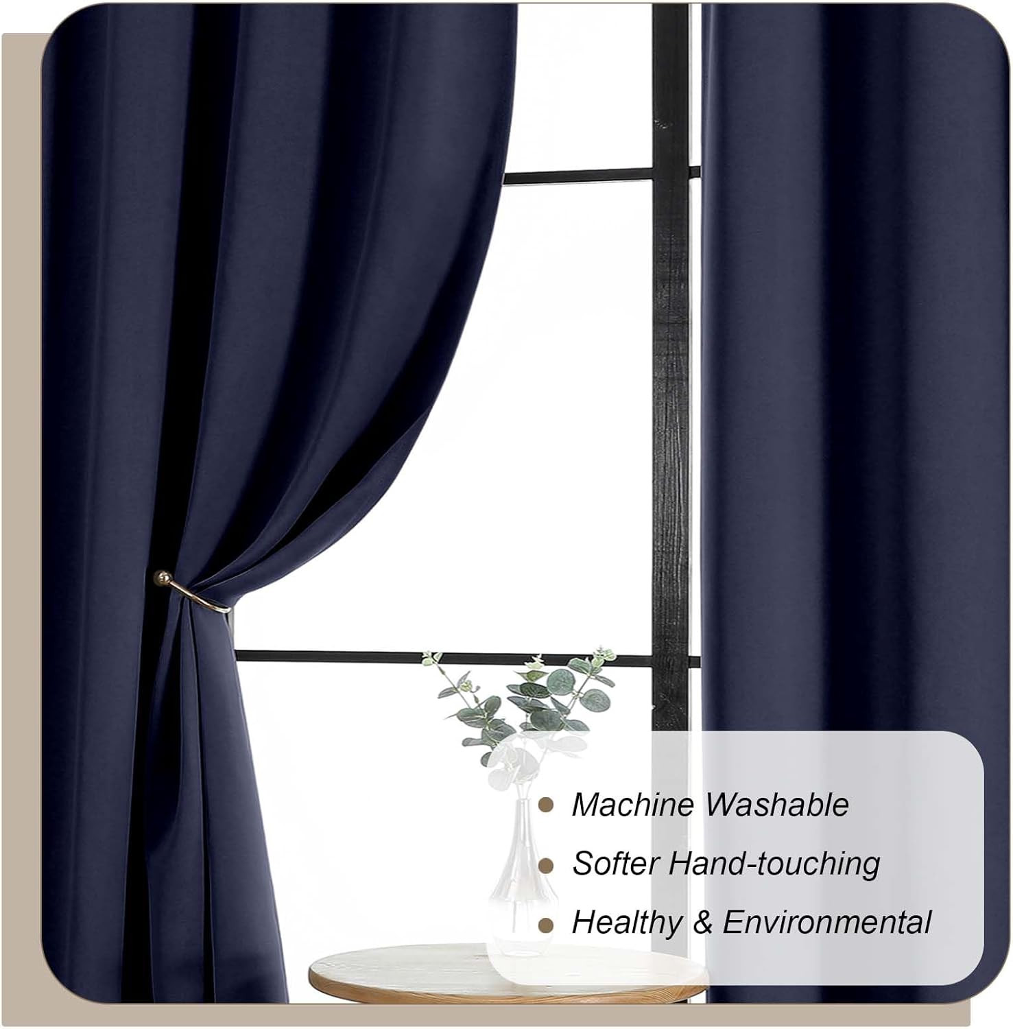 Kitchen Curtains 36″ Long for SMALL Window Short Drapes Navy BLUE 40 X 36 In