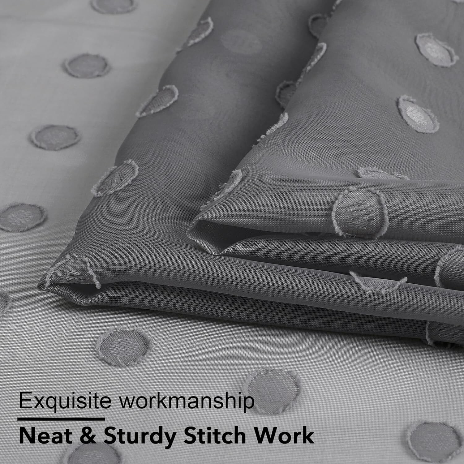 Simplebrand Polka Dots Grey Sheer Curtains 63 Inch Length 2 Panels, Elegant Airy