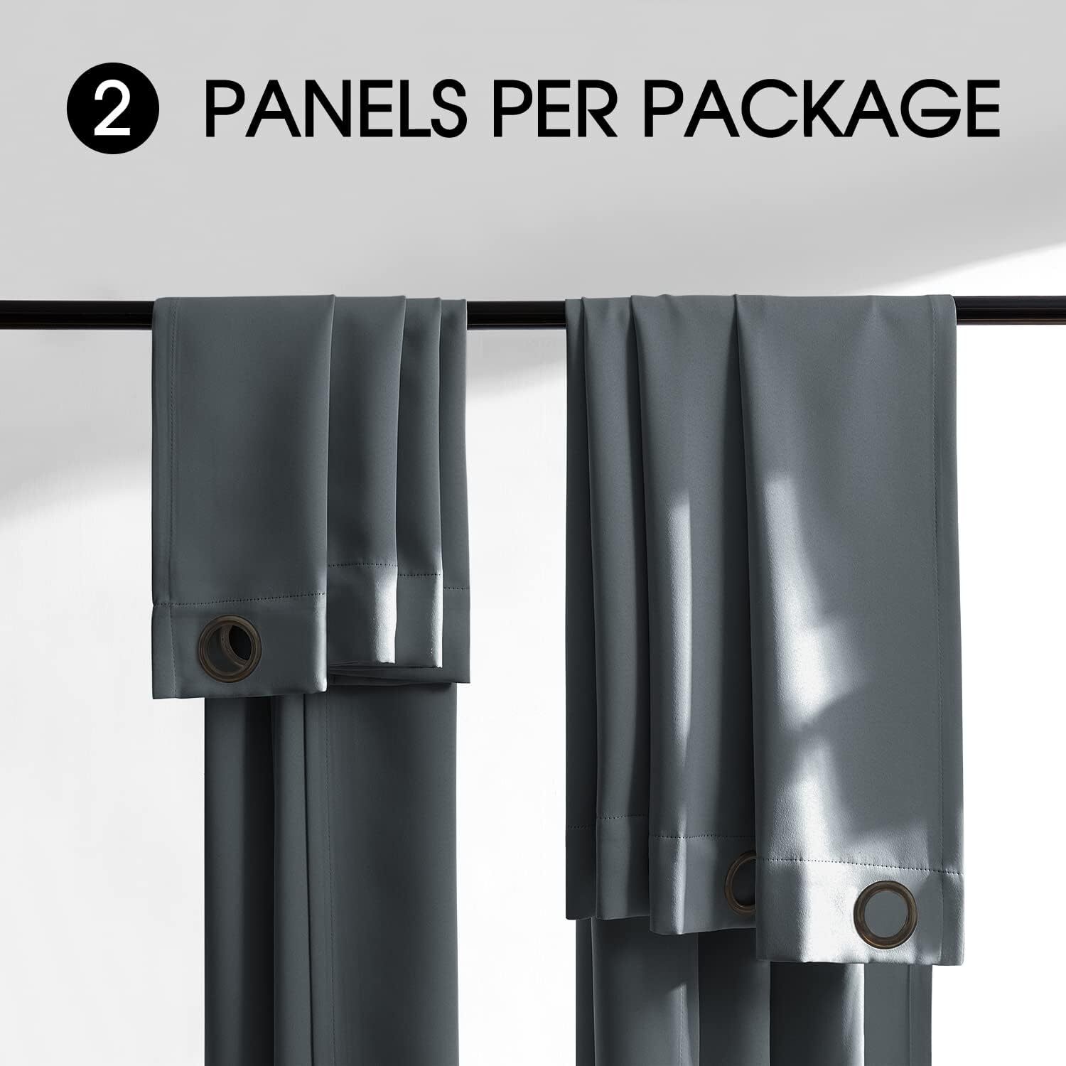 Total Blackout 340 GSM Curtains 2 Panels, Full Shade 84 Inches Long Complete