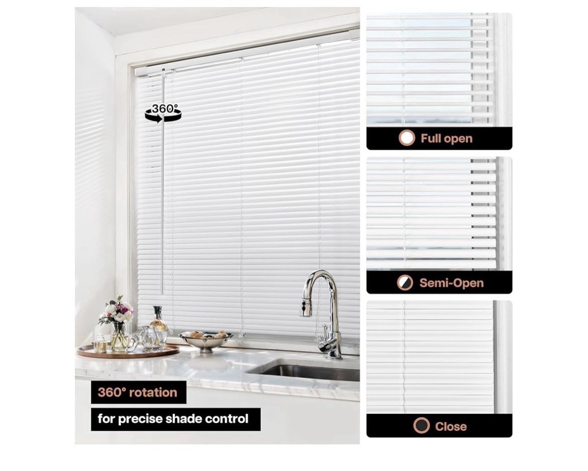 0 Tools Drill Cordless Aluminum Mini Blinds 100% Privacy S-Curve 34 1/2”W X 64”H