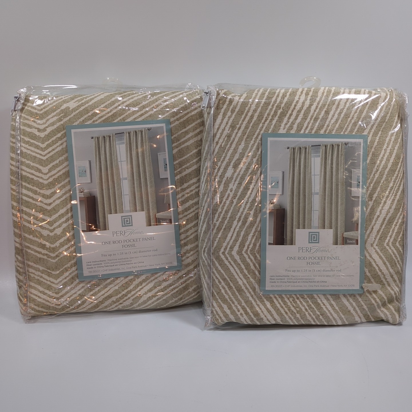 Peri Home Polyester Rod Pocket Fossil 50″ x 96″, Linen, Curtain Panel Air Green