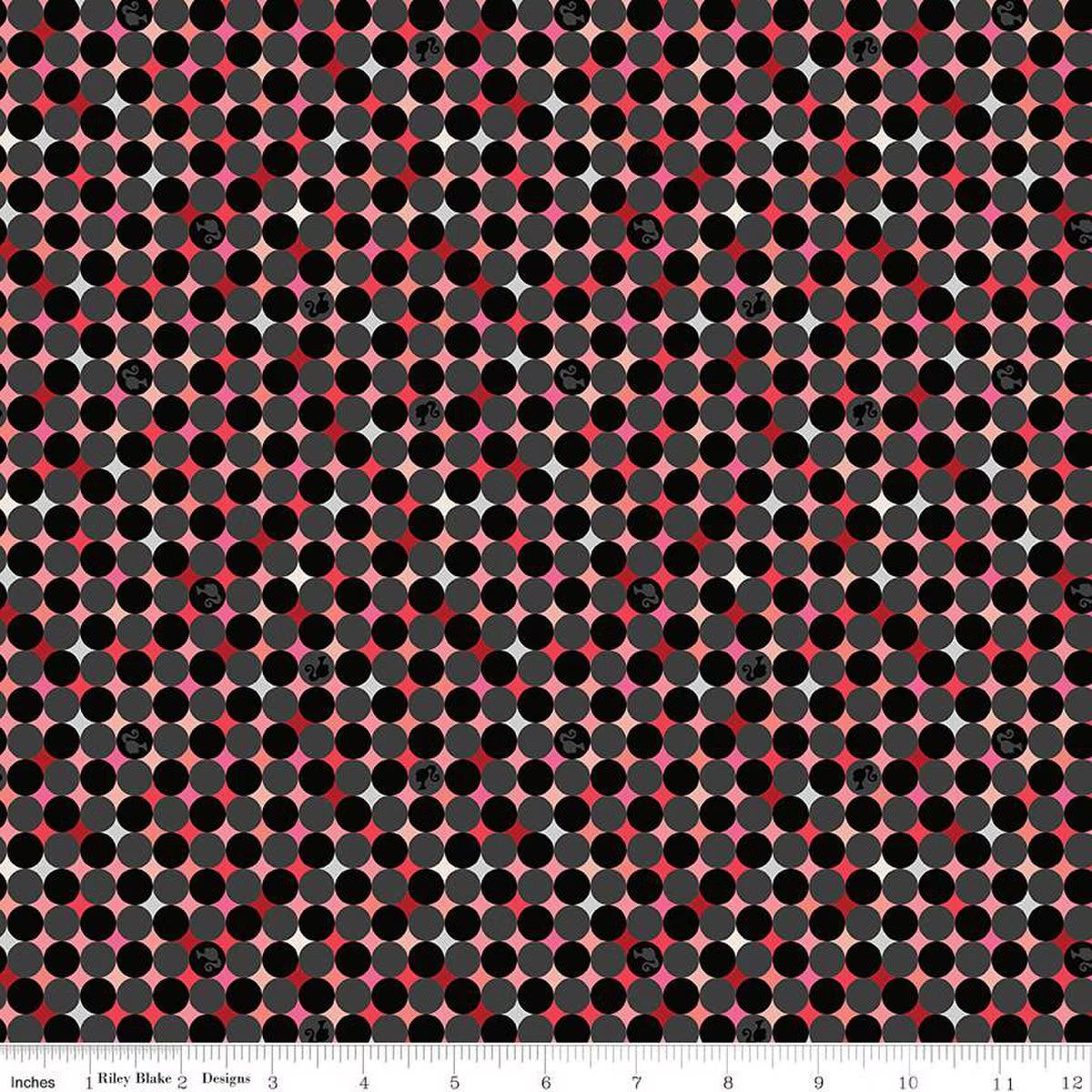 Curtain Valance – Barbie Vintage Sparkle Dots Black Cotton