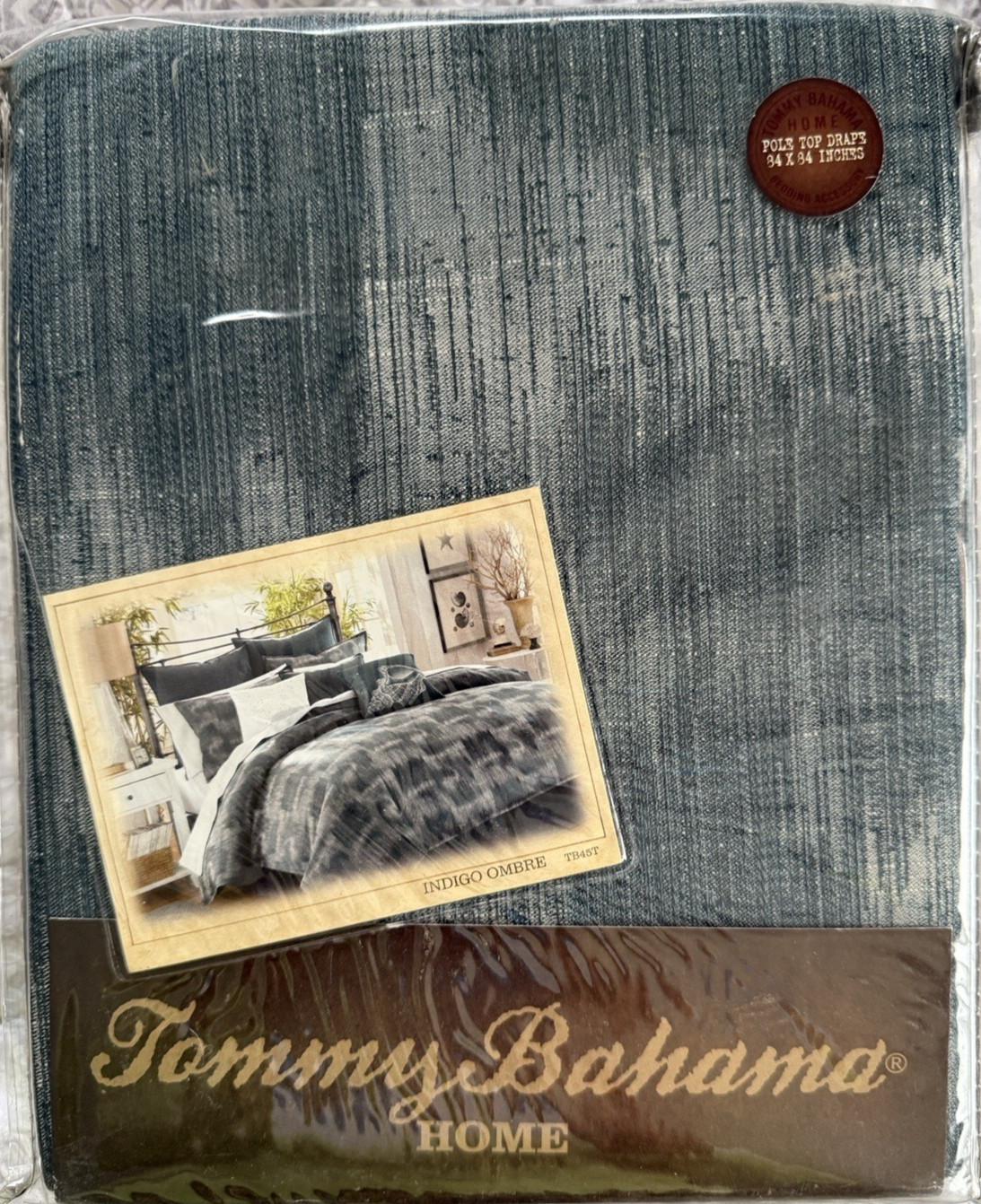 Tommy Bahama Home Blue INDIGO HOMBRE Pole Top Window Drape Panel Pair – NIP