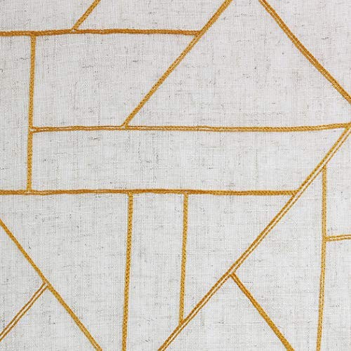– 54889 Fragmented Geometric Embroidery Mid 50″W x 84″L (Pack of 1) Gold/Linen