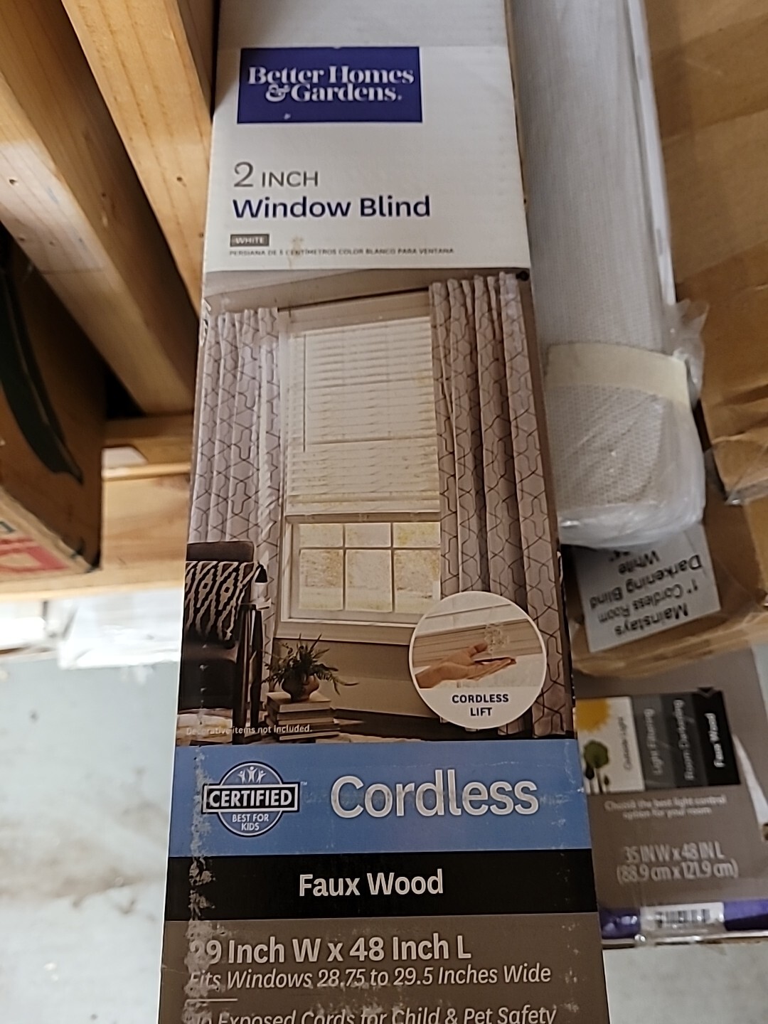2-inch Cordless Faux Wood Horizontal Blinds Room Darkening White 29 X 48