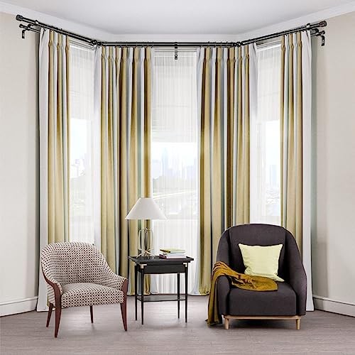 Double Bay Window Curtain Rods 36 to 72 Inches(Center Rod) | 20 36-72″ Black