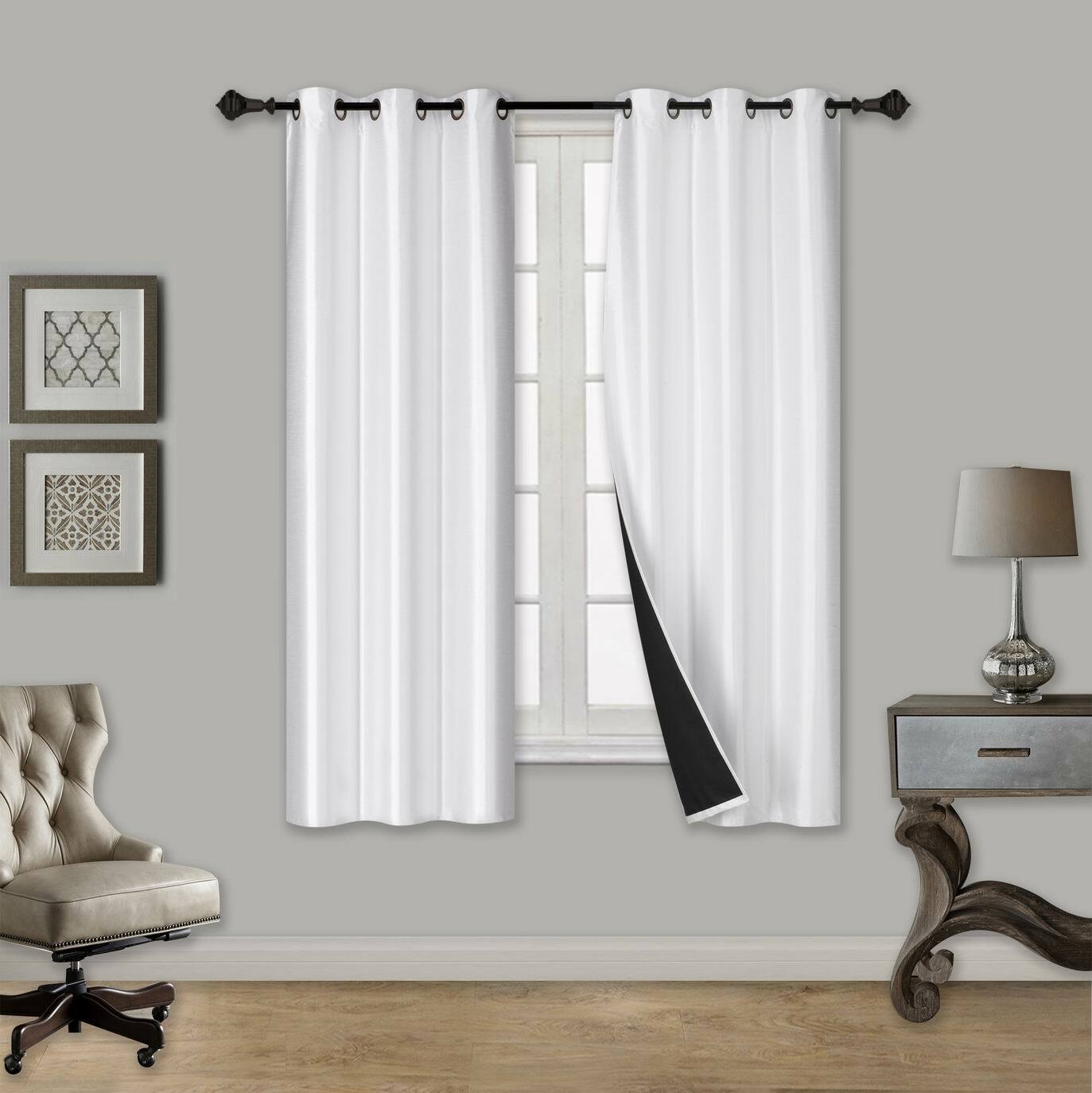 1 SET SMALL WINDOW DRESSING CURTAIN PANEL BLACK LINER ROOM DARKENING ELIO 36″L