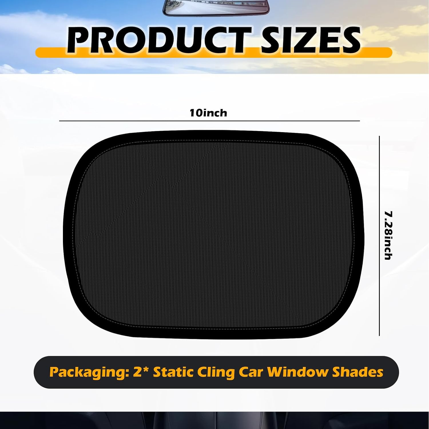 2PCS Mini Static Cling Car Window Shades,10×7.28 Car Shades for Side Windows to