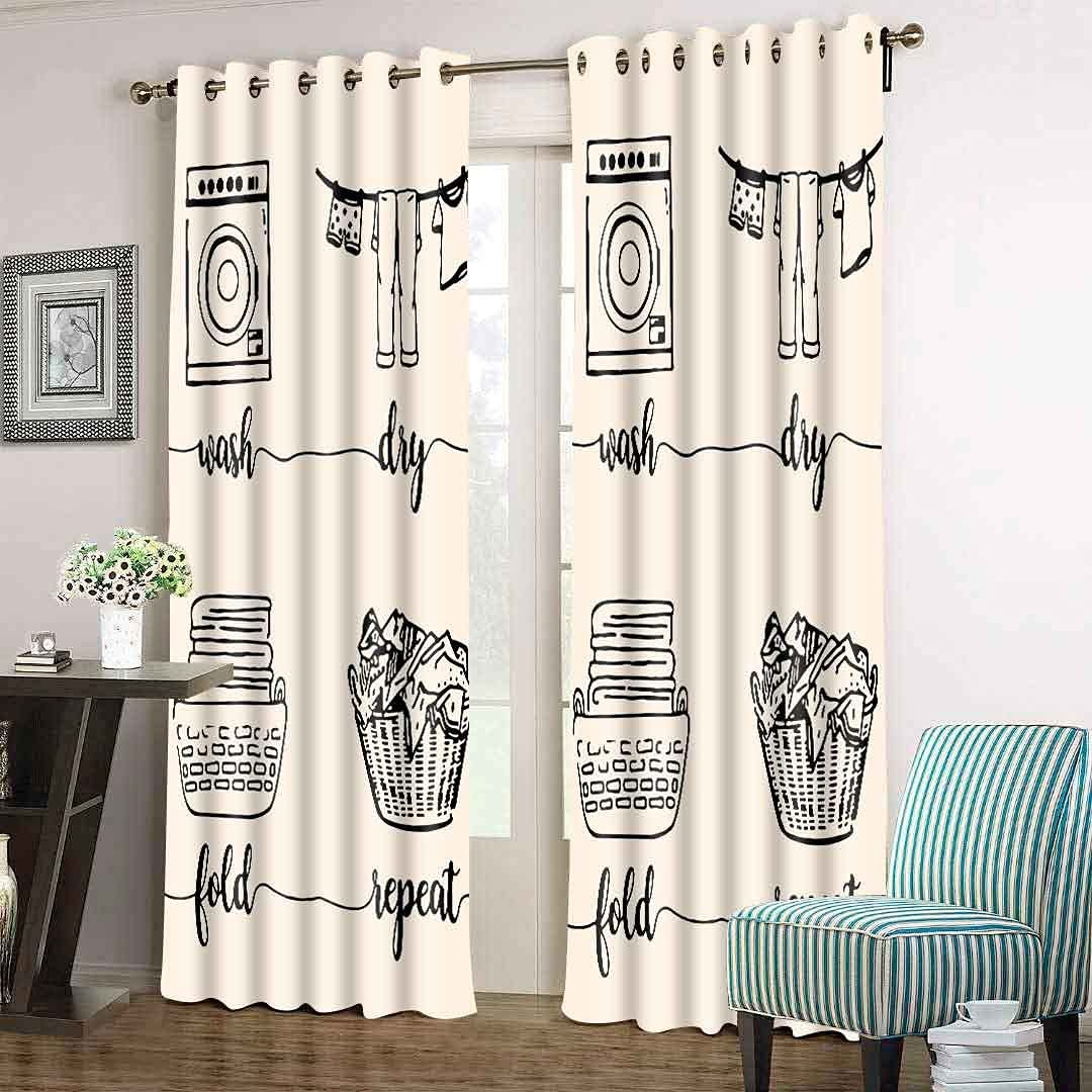 Laundry Curtains Laundry Quotes Wash Dry Fold Repeat Curtain Room Darkening Ther