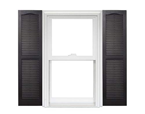 Polaris Homeside Open Louver Vinyl Shutters (1 Pair) 14.5″W x 43″H, Black