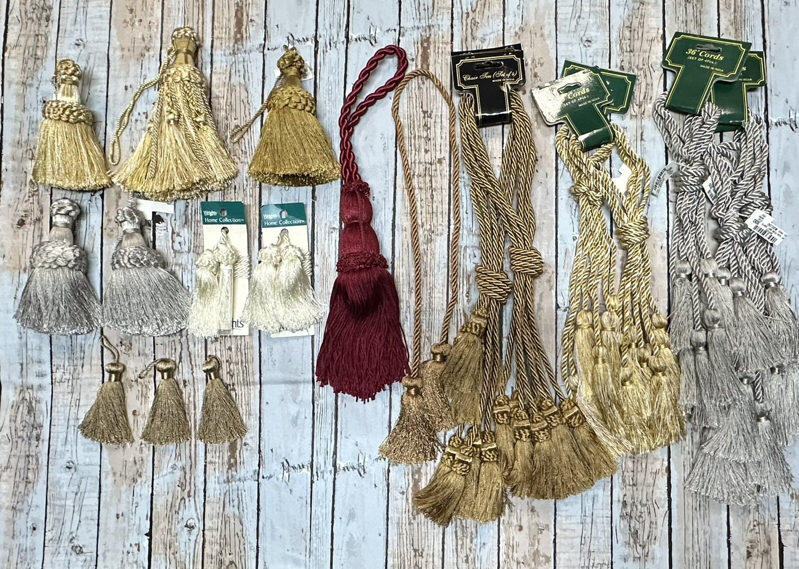 Vtg Lot 39 Assorted Gold Brown Grey Beige TASSELS Home Decor Tie Backs Holdbacks