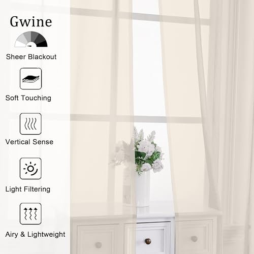 Valances for Windows, Small Light Filtering Rod 42″W x 14″L (Pack of 2) Cream