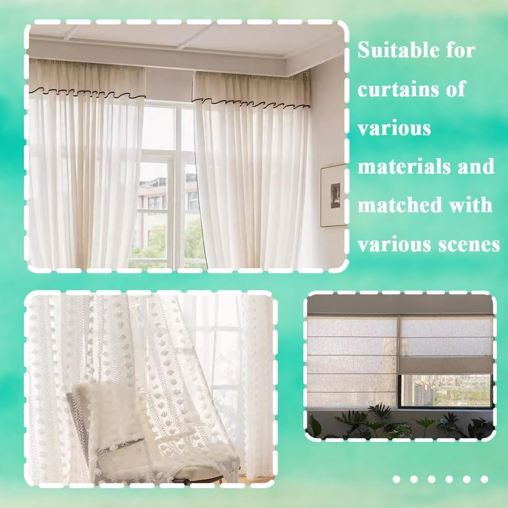 Translucent Wave Curtain Pleat Tape with 100 Hooks, Ripple Fold Tape Nylon Drape